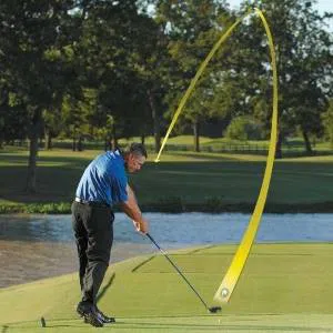A golfer hitting the draw